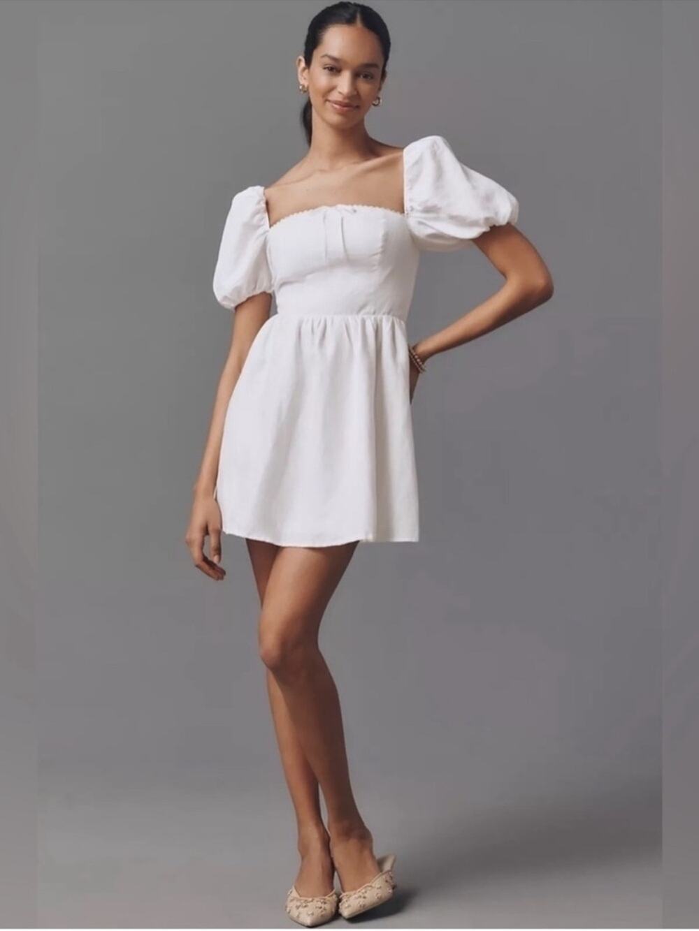Reformation Malvina Linen Dress in White 8